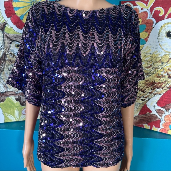 Vintage Ann Green Blouse Sequin - Picture 8 of 10